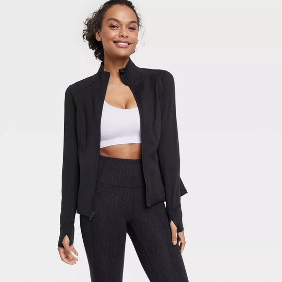 Women's Full Zip Jacket - All In Motion™ Black XL Spandex, UPF 50+,Thumbholes - Picture 1 of 6